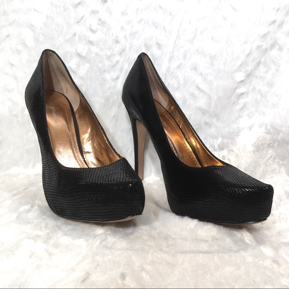 BCBG Generations Black Leather Heels 9 1/2